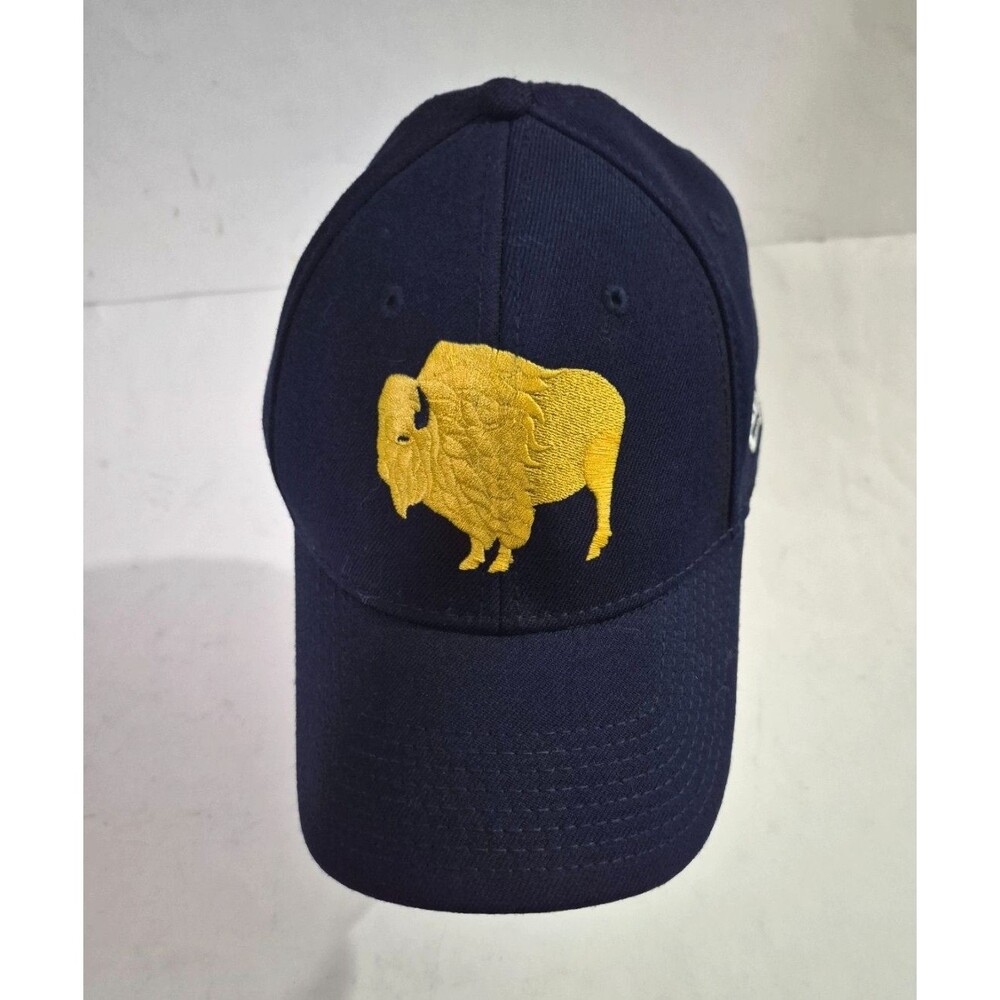 New Era NFL Buffalo Bills Hat Navy Blue W/ Gold Embroidered Logo Size S/M EUC
